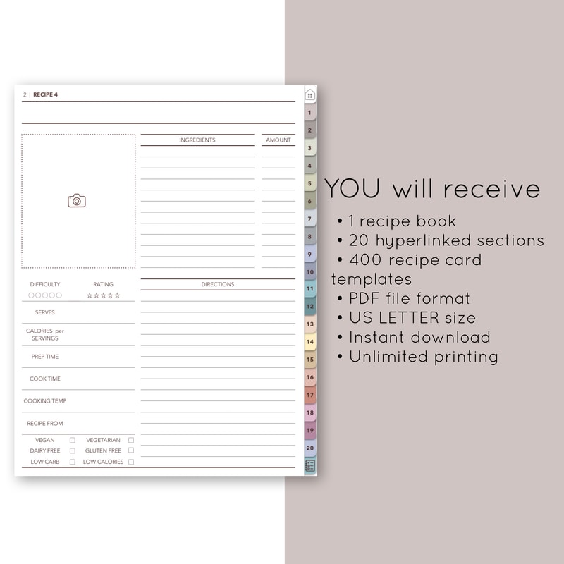 Customisable cook book. Digital Recipe Book. Recipe Journal. | Inspire ...
