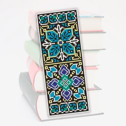 Cross stitch bookmark pattern Boho sampler, Moroccan ornament, Digital embroidery pattern, Gift for book lover