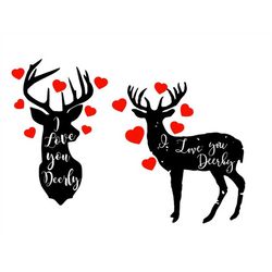 i love you deerly svg heart