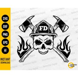 firefighter skull svg | fireman svg | fire truck svg | cricut cut files silhouette printable clipart vector digital down