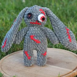 Crochet creepy bunny plush Halloween horror doll