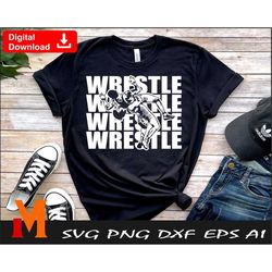 wrestle repeated word, wrestling svg, wrestle svg, wrestling text svg - print and cuts digital downloads