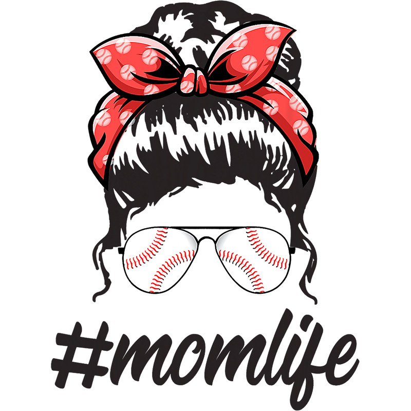 Mom Life Softball Baseball Mothers Day Messy Bun png, sublimation.png