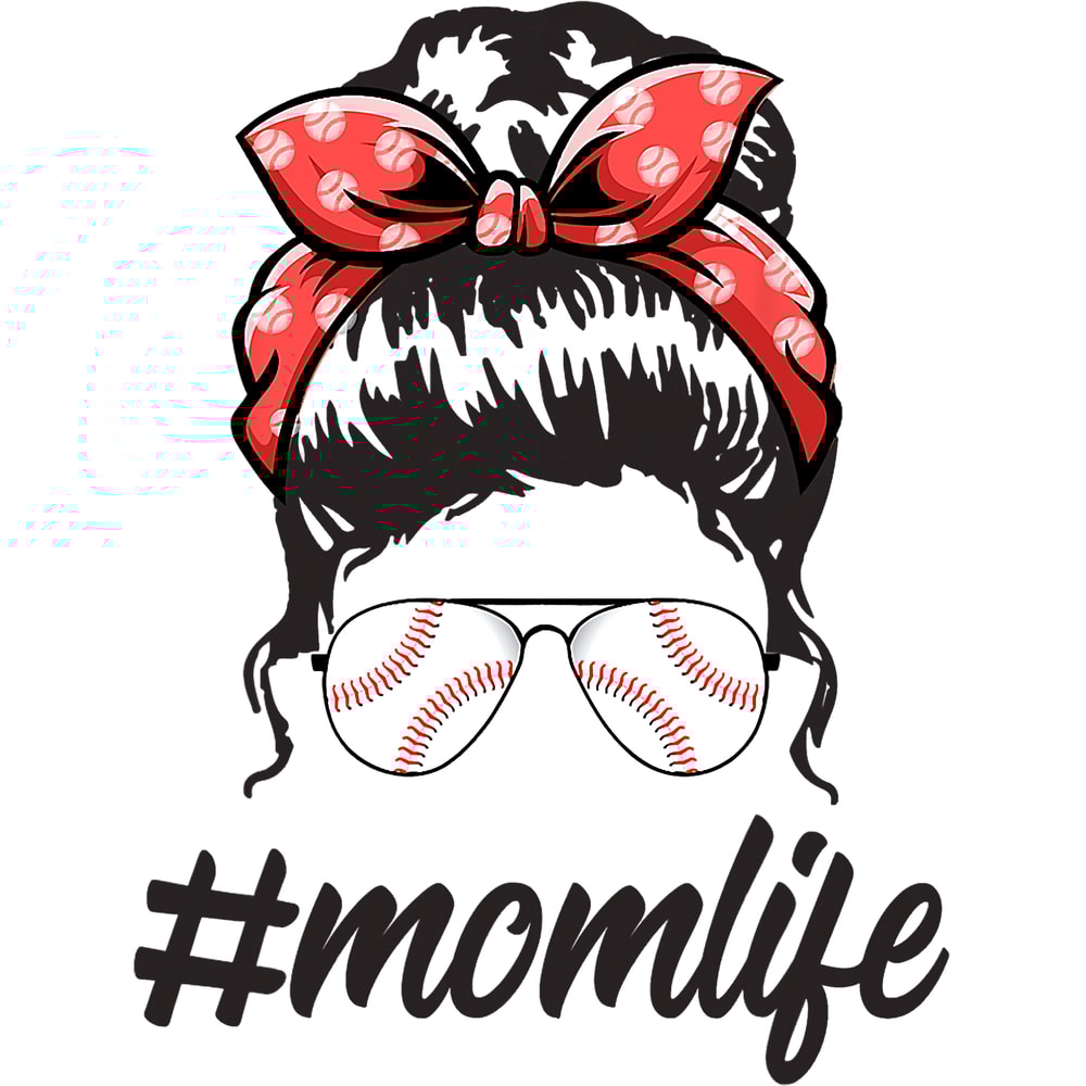 Mom Life Softball Baseball Mothers Day Messy Bun png, sublimation.png