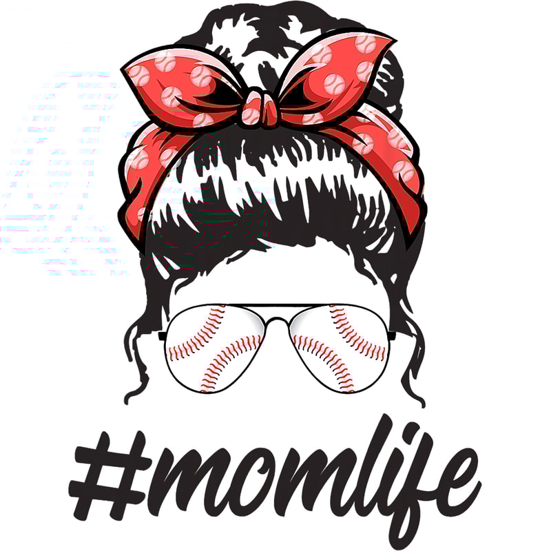 Mom Life Softball Baseball Mothers Day Messy Bun png, sublimation.png