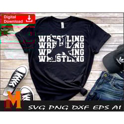 repeated wrestling text, wrestling svg, wrestler svg - digital downloads