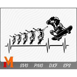 cool shadows heartbeat skate board svg, sports svg - svg cut file, png, vector, silhouette digital download