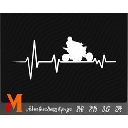 heartbeat atv riding atv svg, quad ride svg, 4 wheeler svg, off road svg - svg cut file, dxg, png, vector, silhouette