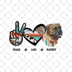 peace love mastiff dog cowhide png