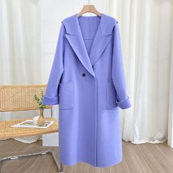 Hooded Cashmere Coat Cape Style Large Lapel Wool Wool Coat
