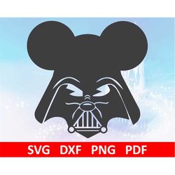 Mouse Star Wars Vader Ears Mickey Minnie .svg .dxf .eps .png Digital Cut Files Layered Cricut Silhouette Card Making Pap