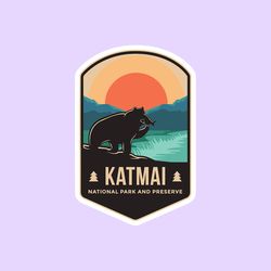 katmai national park sticker, national park badge stickers, national park prints