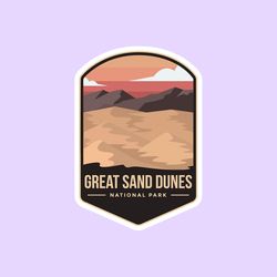 great sand dunes national park sticker, national park badge stickers, national park prints