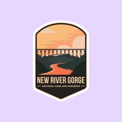 new river gorge national park sticker, national park badge stickers, national park prints