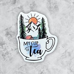 mountain scene sticker, live love camp sticker, travel vinyl sticker, camping sticker, camp sticker