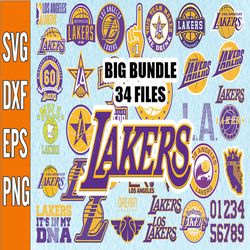 Bundle 34 Files Lakers Baseball Team SVG, Lakers svg, NBA Teams Svg, NBA Svg, Png, Dxf, Eps, Instant Download