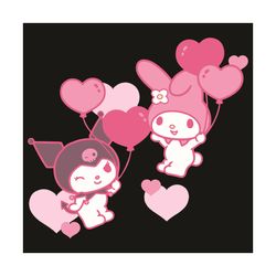 my melody and kuromi valentine day hearts svg, valentine svg, melody svg, kuromi svg, my melody and kuromi svg, couple s