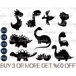 dinosaur svg bundle, cute dino svg, baby dinos clipart, png, dxf, animal, svg files for cricut, silhouette, sublimation