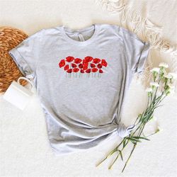 watercolor poppy flowers shirt, trendy poppy flowers design on premium bella canvas unisex shirt, 21 color choices, plu