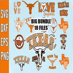 Bundle 18 Files Texas Long Horns Football Team svg, Texas Long Horns svg, NCAA Teams svg, NCAA Svg, Png, Dxf, Eps, Insta
