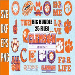 Bundle 25 Files Clemson Tigers Football Teams svg, Clemson Tigers svg, N C A A Teams svg, N C A A Svg, Png, Dxf, Eps, In
