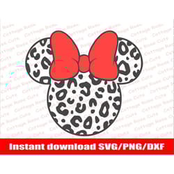 leopard minnie mouse head svg, minnie mouse svg, minnie head instant download for cricut and silhouette, digital cut fil