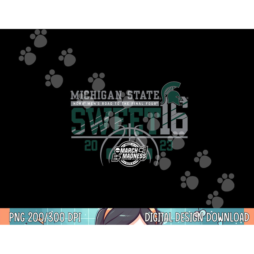 Michigan State Spartans Sweet 16 2023 Basketball White png, sublimation.jpg