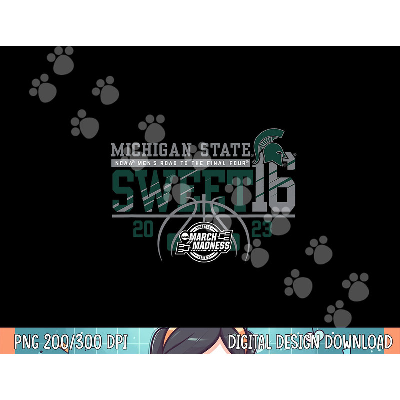 Michigan State Spartans Sweet 16 2023 Basketball White png, sublimation.jpg