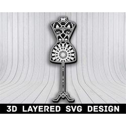 3d mandala mannequin svg file, mannequin svg files, mannequin mandala multilayers 3d laser cut, mannequin mandala svg fi