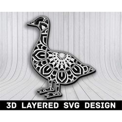 3d mandala duck svg file, duck mandala svg files, cricut duck 3d mandala, multilayers 3d laser cut, duck mandala svg fil