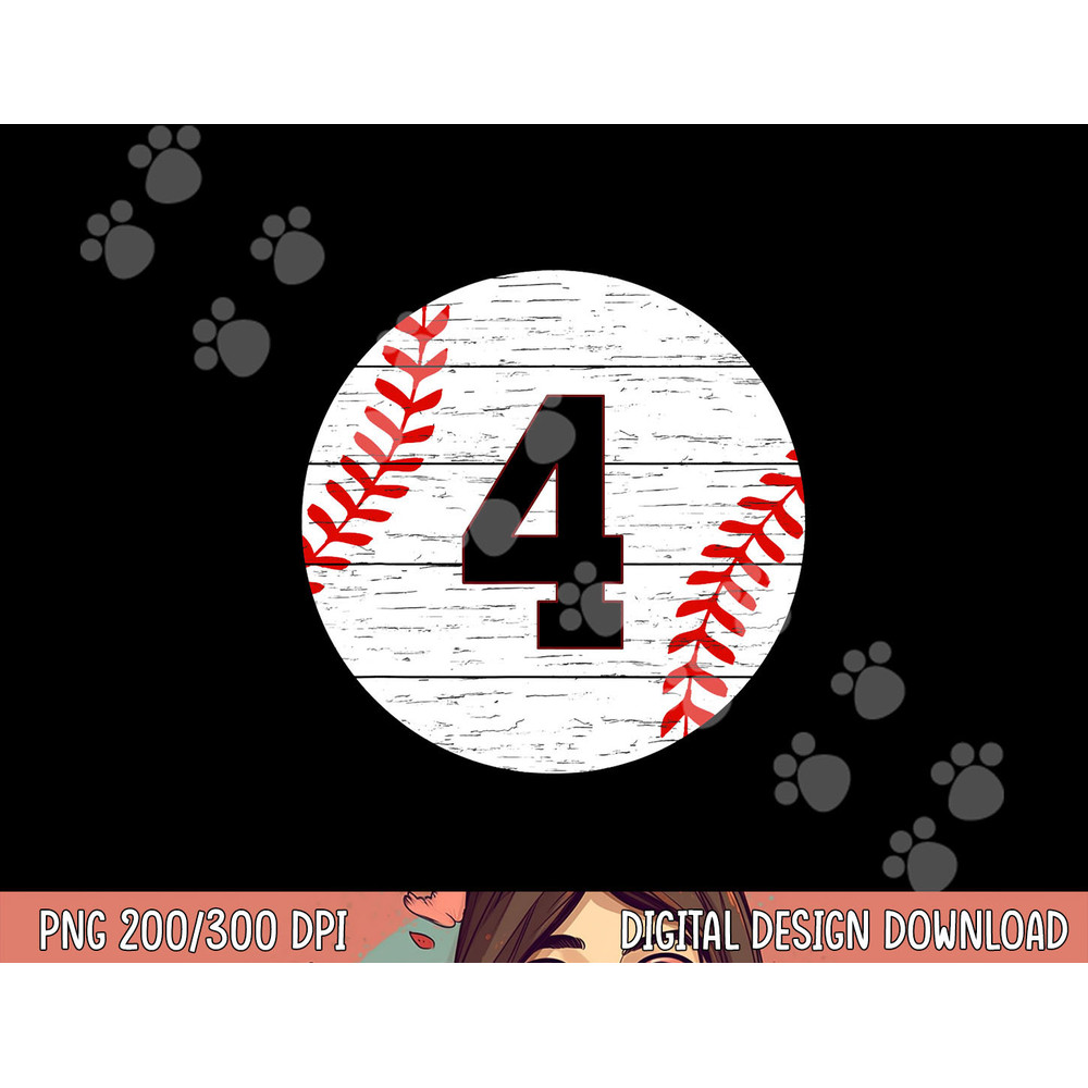 Baseball Number 4 Ball Vintage for Baseball Players Gift png, sublimation copy.jpg