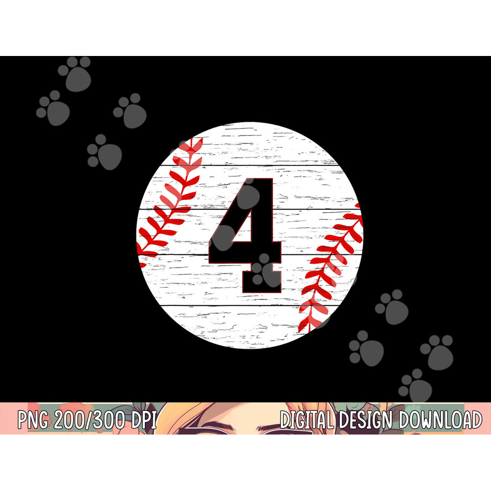 Baseball Number 4 Ball Vintage for Baseball Players Gift png, sublimation copy.jpg