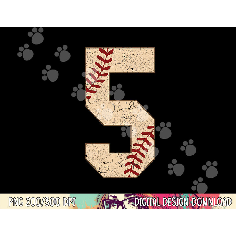 Baseball Number 5 Softball Gift For Baseball Players png, sublimation copy.jpg