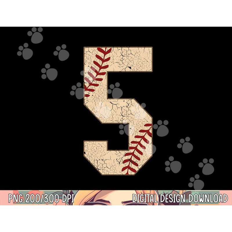 Baseball Number 5 Softball Gift For Baseball Players png, sublimation copy.jpg