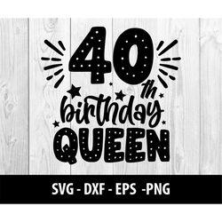 40th birthday queen svg, fortieth birthday queen dxf, 40th birthday queen svg eps png files, 40th birthday queen svg fil
