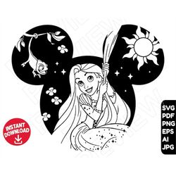 rapunzel princess tangled svg disneyland ears ,  clipart vector cut file layered by color