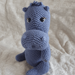 Crochet Hippo Mom, Soft Hippo Toy, Stuffed Safari Animal Toy, Hippopotamus Toy, African Safari Animal Toy