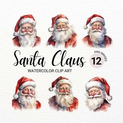santa claus png | watercolor christmas clipart | winter clipart | junk journal | holiday digital planner | collage image