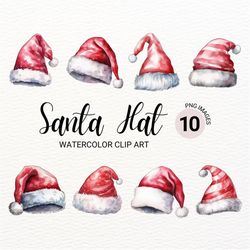 santa hat clipart | watercolor christmas clipart | winter clipart | junk journal | santa claus png | holiday digital pla