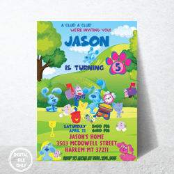 Personalized File Blues Clues Birthday Invitations | Blues Clues Evite | Printable Blues Clues Party Invite| Digital PNG