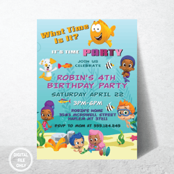 Personalized File Bubble Guppies Birthday Invitations | Printable Bubble Guppies Party Invite, Bubble Guppi| Digital PNG