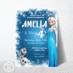 Personalized File Princess Elsa Birthday Invitation | Frozen Birthday Invitation, Printable Frozen Party| Digital PNG