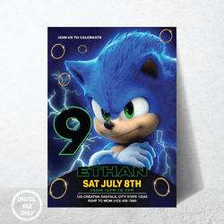 Personalized File Sonic Invitation | Sonic The Hedgehog | Sonic Birthday Invitation | Digital Kids Party| Digital PNG