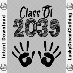 class of 2039 grow with me shirt handprint on back pre-k