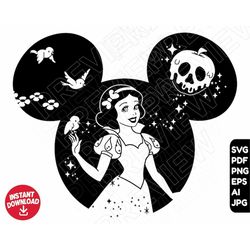 snow white svg ears , poison apple , cut file outline silhouette