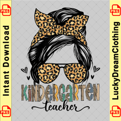 funny kindergarten teacher messy bun leopard back to school