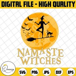 namaste withches svg, yoga svg, halloween party svg, halloween matching tee, 2022 halloween svg, yoga matching tshirts
