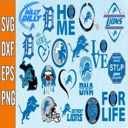 Bundle 21 Files Detroit Lions Football team Svg, Detroit Lions Svg, NFL Teams svg, NFL Svg, Png, Dxf, Eps, Instant Downl