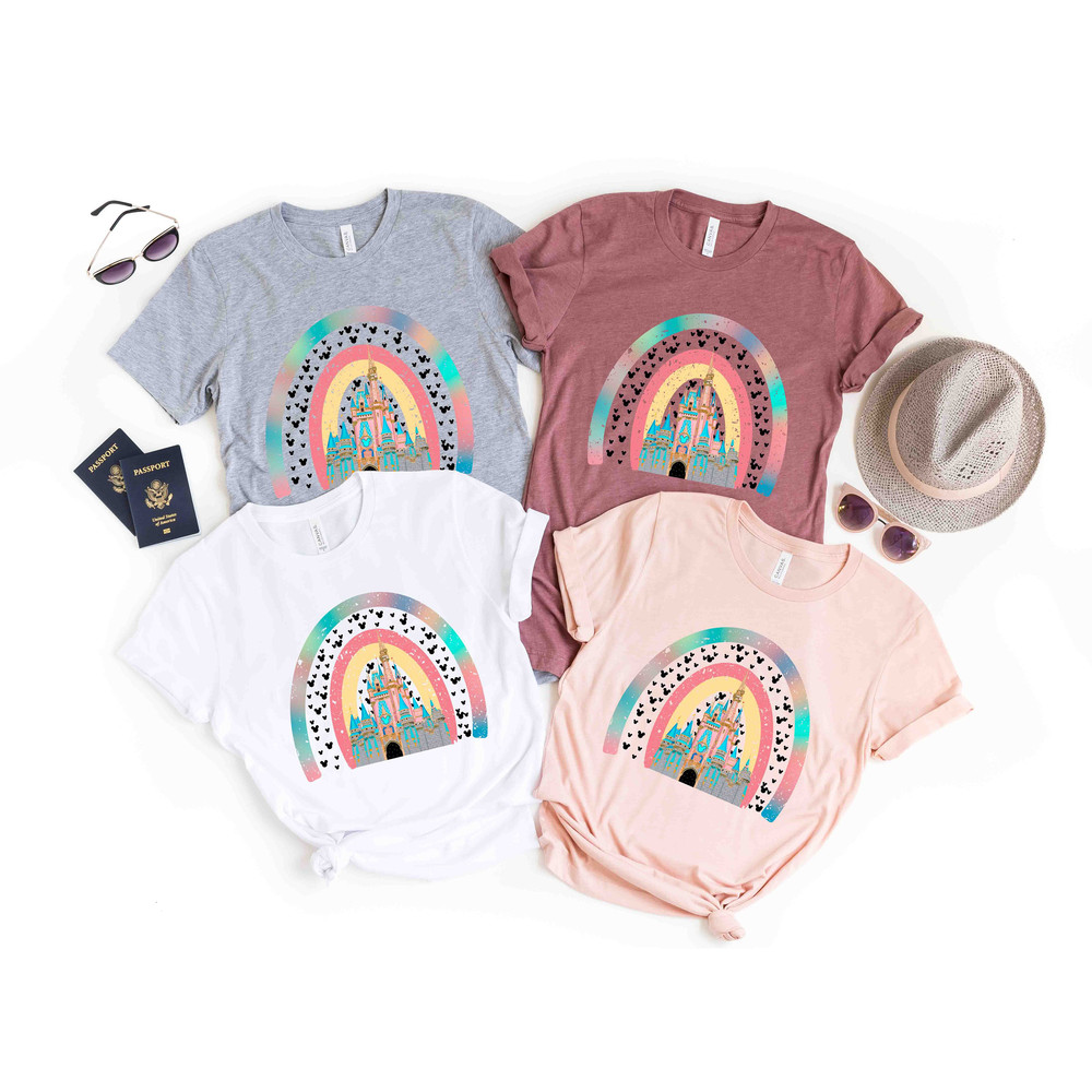 Disney Rainbow Castle T-Shirt, Disney Castle Shirt, Disney Family Shirt, Disneyworld Shirt, Disneyland Shirt, Disney Trip Magic Castle Shirt - 2.jpg