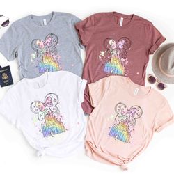 disney watercolor castle minnie t-shirt, disney castle, disney vacation shirt, disney trip shirt, disney family shirt, f